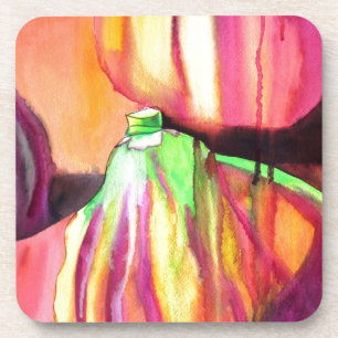 Purple Figs original art watercolor drip painting Coaster