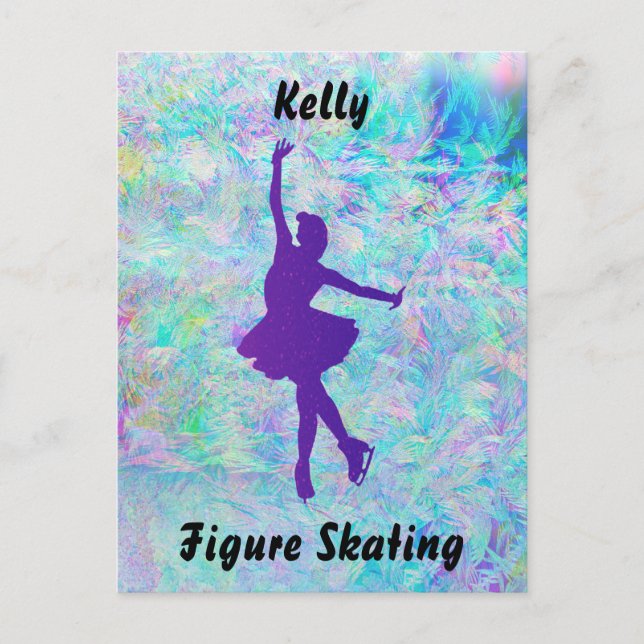 Purple Figure Skater on Frozen Ice   Postcard (Front)