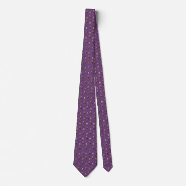 Purple Finch and Fleur de Lis Tie (Front)