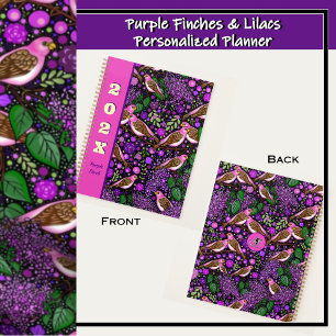 Purple Finches, Lilacs - NH State Bird and Flower Planner