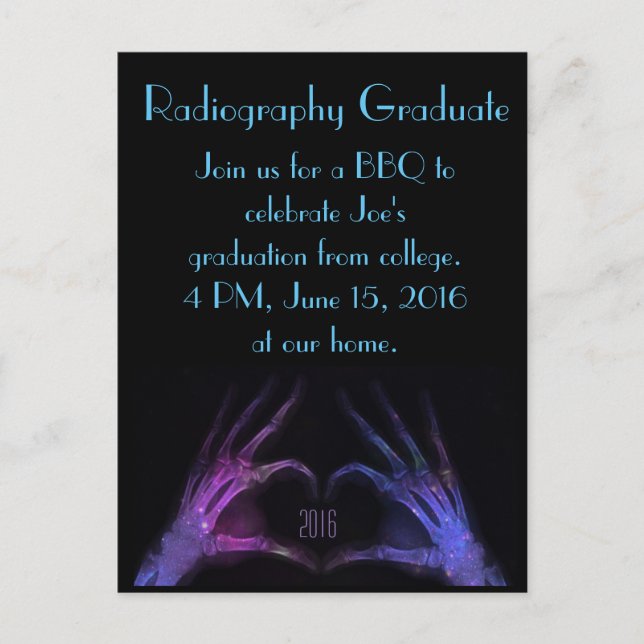 Purple fingers make a heart xray Radiography Grad Postcard (Front)