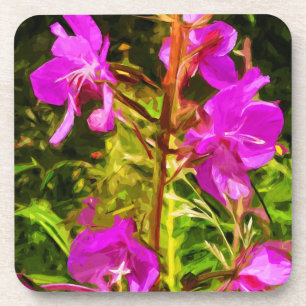 Purple Fireweed Alaska Wildflower Abstract Coaster