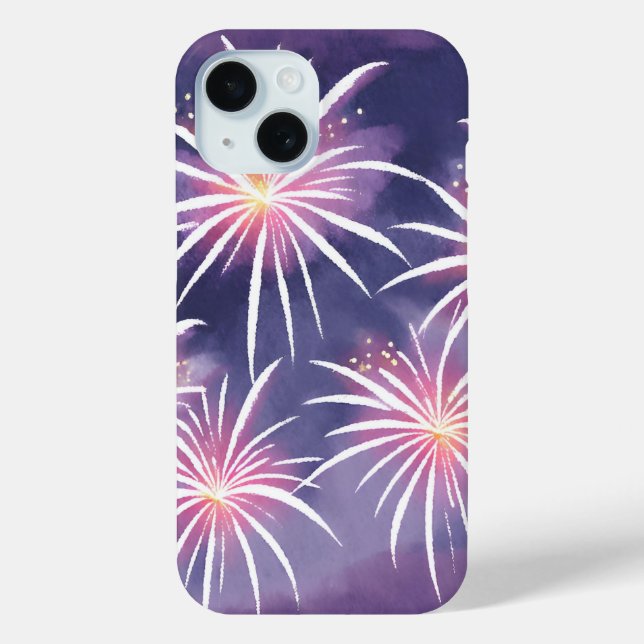 Purple Fireworks | Pastel Watercolor Case-Mate iPhone Case (Back)