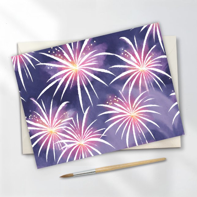 Purple Fireworks | Pastel Watercolor Postcard (Creator Uploaded)