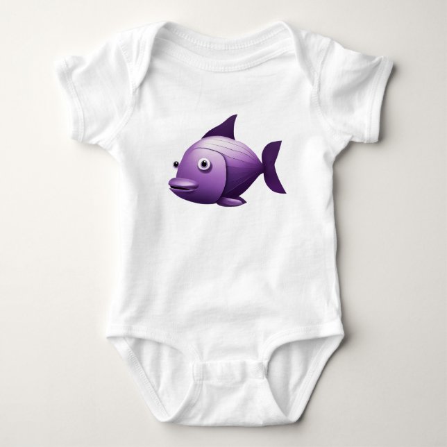 Purple Fish Baby Jersey Bodysuit (Front)