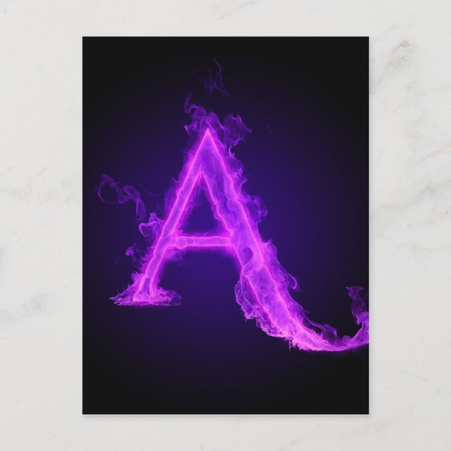 Purple flame alphabet postcard (Front)