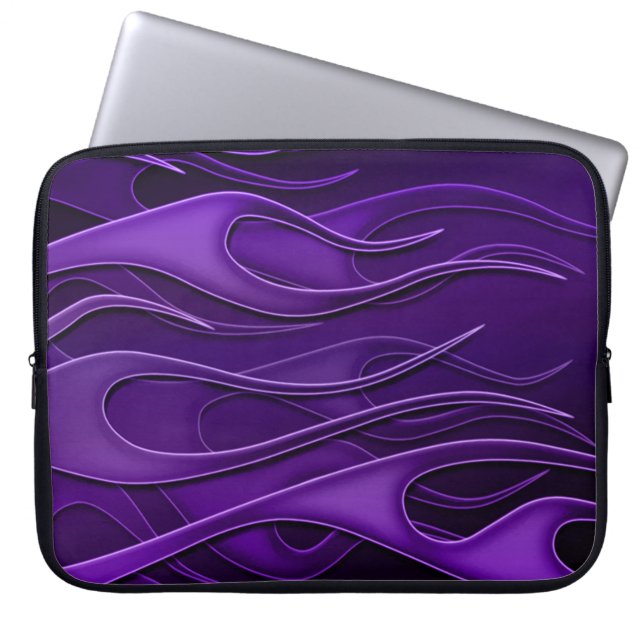 Purple Flames Pattern Laptop Sleeve (Front)