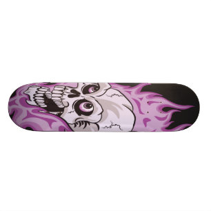 Purple Flaming Skull Skateboard