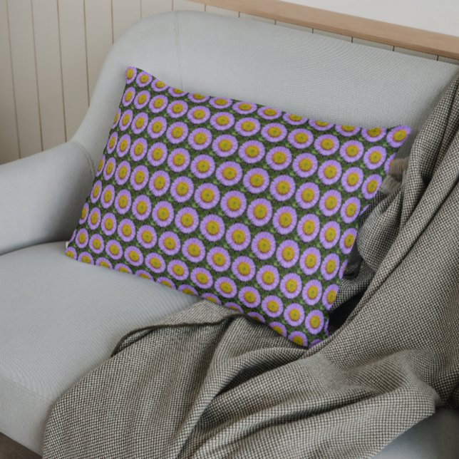 Purple Fleabane Daisy Floral Pattern Pillowcase (In Situ)