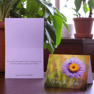 Purple Fleabane Flower and Insect Personalised Note Card