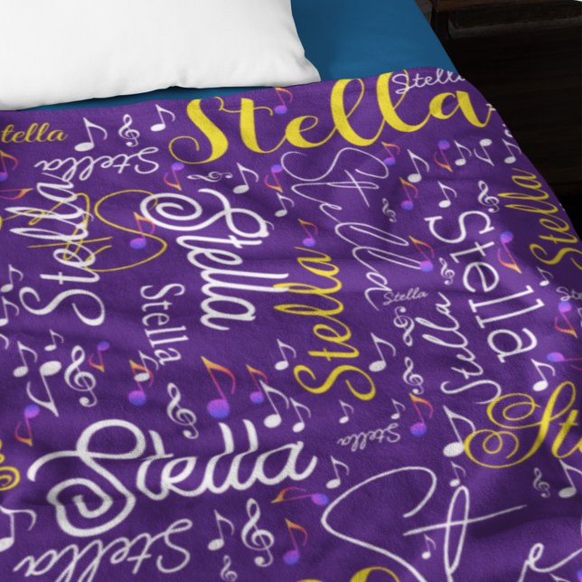 Purple Fleece Blanket with Colour Musical Notes (Creator Uploaded)
