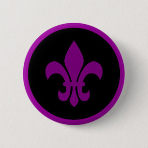 Purple Fleur de Lis 6 Cm Round Badge