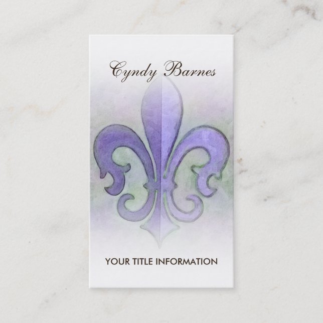 Purple Fleur de Lis Business Card (Front)