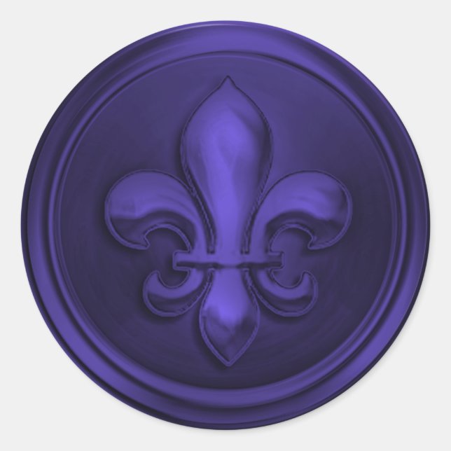 Purple Fleur de Lis Envelope Seal Embossed Look (Front)