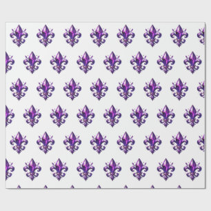 purple fleur de lys wrapping paper