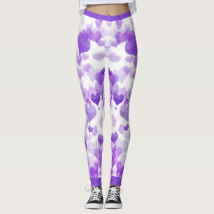 Purple floating hearts leggings