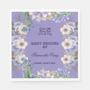 Purple Flora Flax Bloom Balloon Flower Baby Shower Napkin