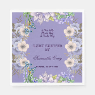Purple Flora Flax Bloom Balloon Flower Baby Shower Napkin
