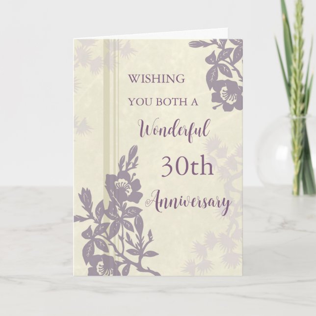 Purple Floral 30th Wedding Anniversary Card (Front)