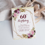 purple floral 60th birthday party invitation<br><div class="desc">A lovely floral theme design with lovely purple autumn watercolor flower . The text and colours can be personalised.</div>