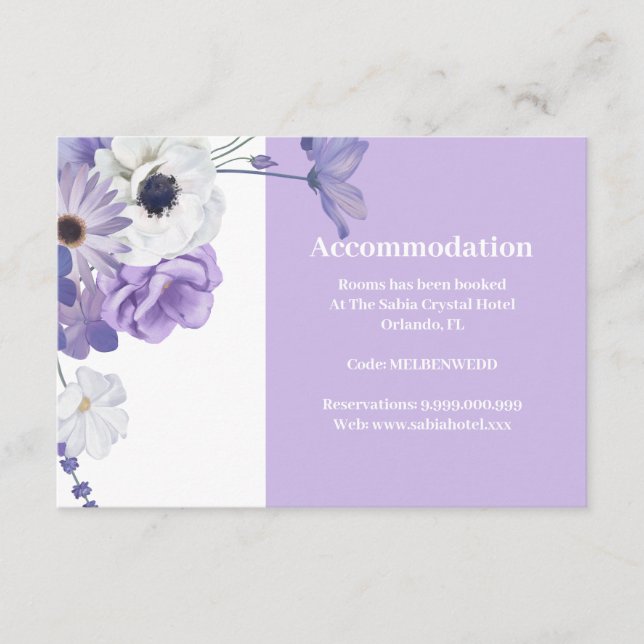 Purple Floral Accommodation Enclosure Card (Front)