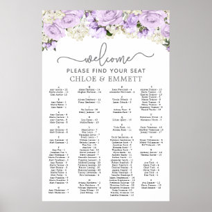 Purple Floral Alphabetical Wedding Seating Chart