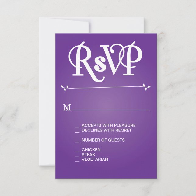 Purple Floral Ampersand RSVP (Front)