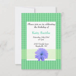 Purple Floral and Diamond Birthday Invitation