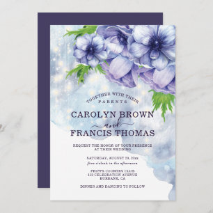 Purple Floral Anemone Wedding Invitation