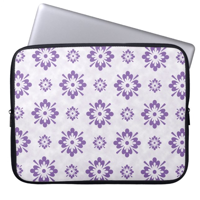 Purple floral art pattern laptop sleeve (Front)