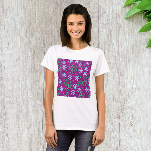 Purple Floral Art Womens T-Shirt