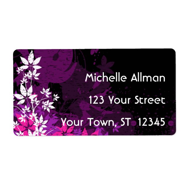 Purple Floral Avery Label (Front)