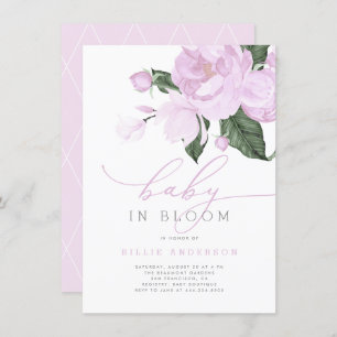 Purple Floral Baby in Bloom Shower Girl Invitation