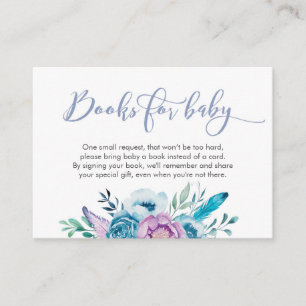 Purple Floral Baby Shower Books for baby cards