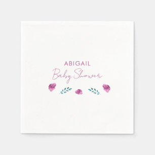 Purple Floral Baby Shower Cocktail Napkin