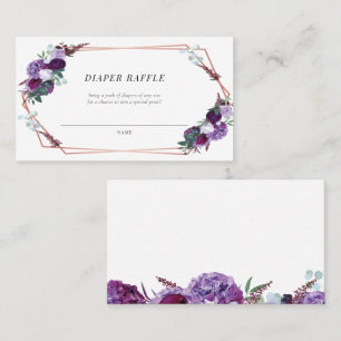 Purple Floral Baby Shower Diaper Raffle Card