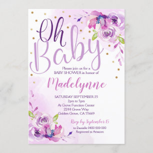 Purple Floral Baby Shower invitation