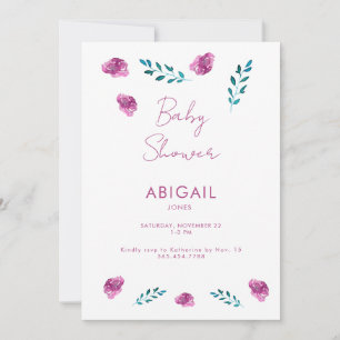 Purple Floral Baby Shower Invitation