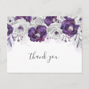 Purple Floral baby shower poem thank you Postcard