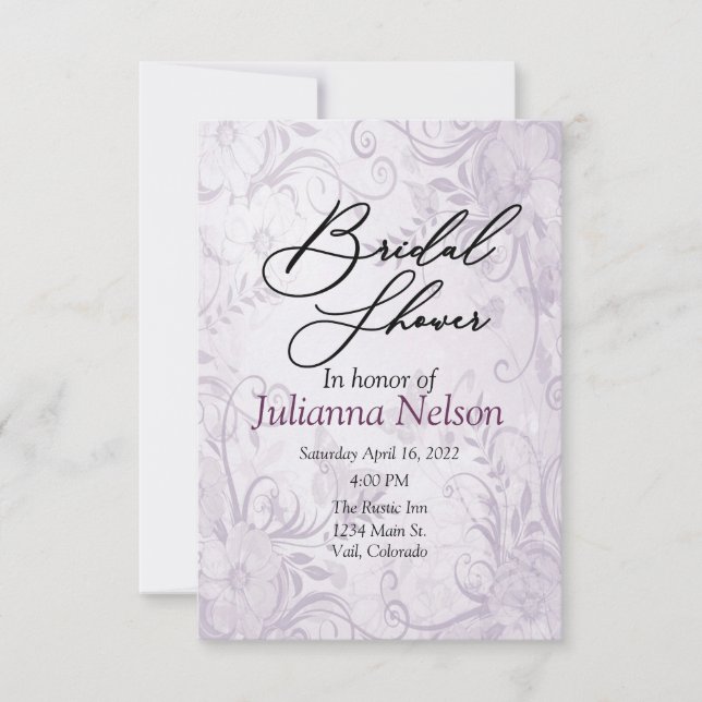 Purple floral background  invitation (Front)