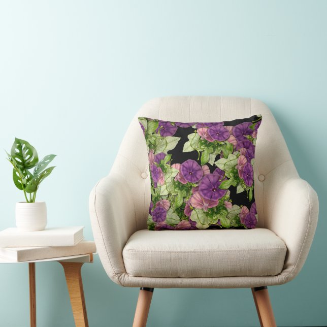 Purple Floral Background Pillow (Chair)