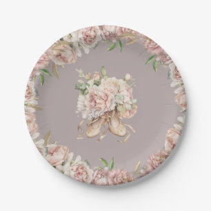 Purple Floral Ballet Dancer Birthday Paper Plate