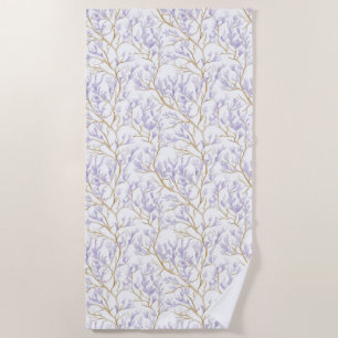 Purple Floral Beach Towel