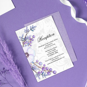 Purple Floral Berries & Damask Wedding Reception   Enclosure Card