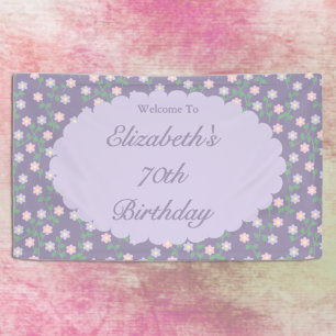 Purple Floral Birthday Banner