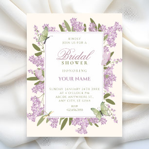 Purple floral birthday bridal shower invitation