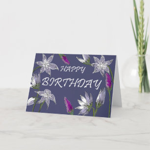 Purple Floral Birthday Card