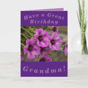 Purple Floral Birthday Card for Grandma