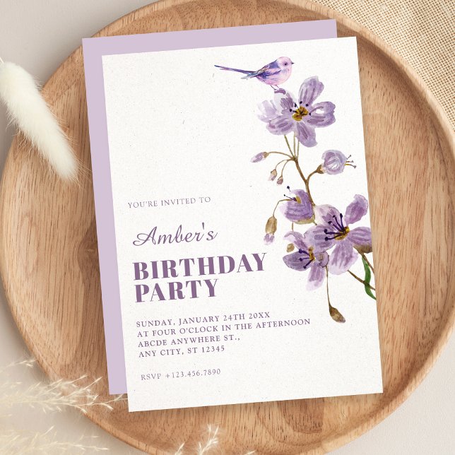 Purple floral birthday invitation (Creator Uploaded)