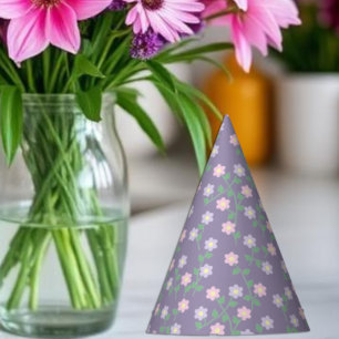 Purple Floral Birthday Party Hat